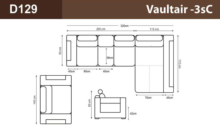 Vaultair-3sC- Leather Sofa Lounge Set